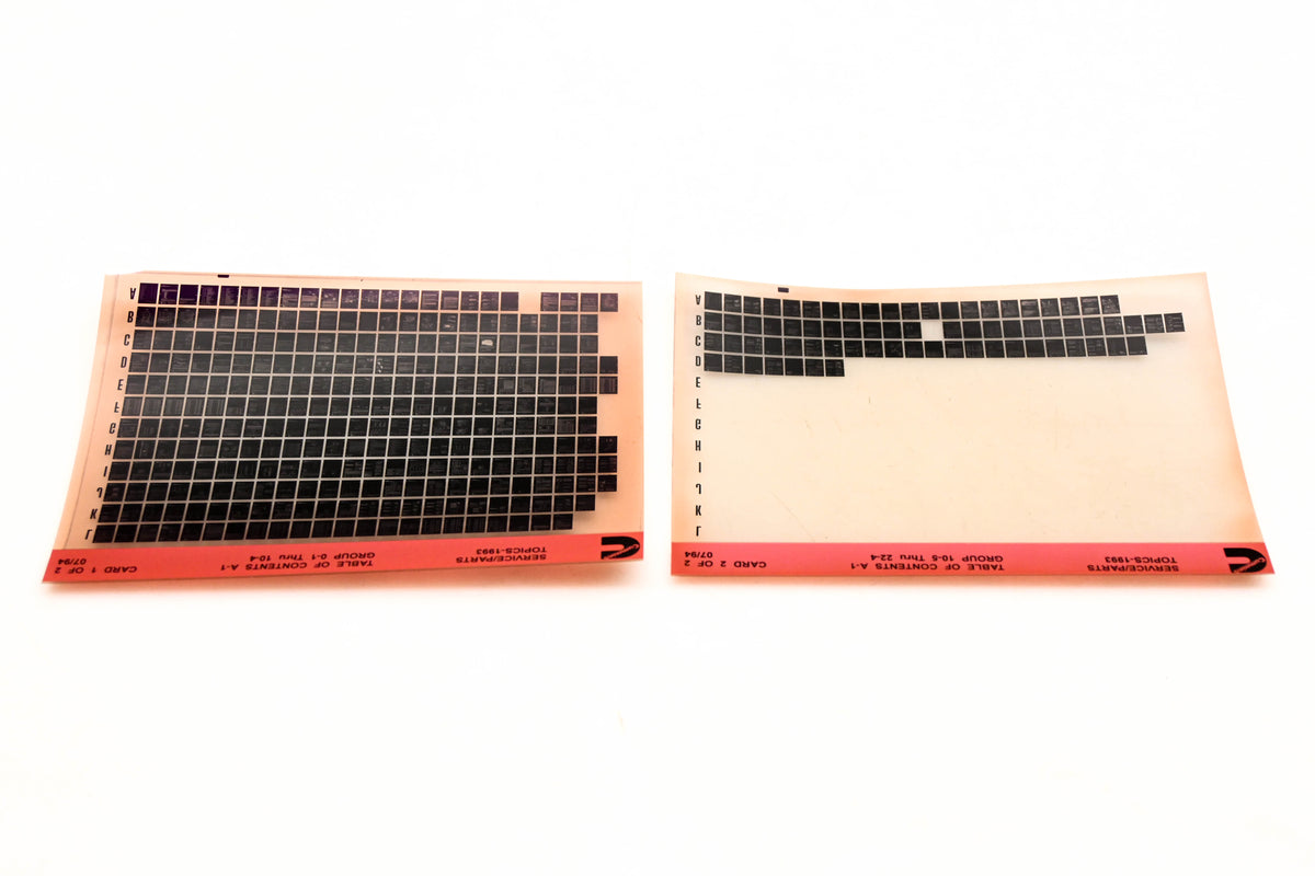 Cummins YN005-133 1993 Service Parts Topics A-1 Table Of Contents Lot of 2 Microfiche NOS