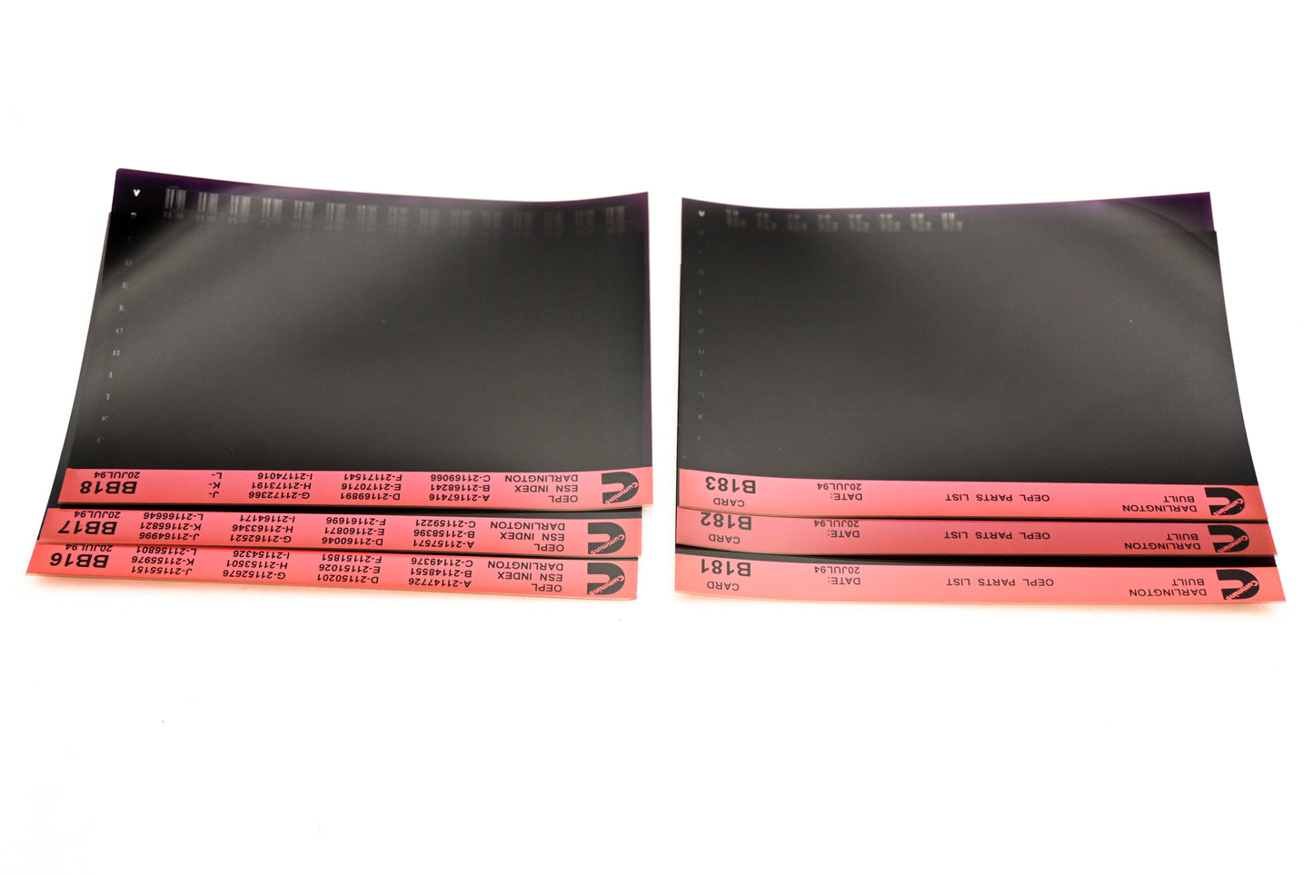 Cummins BB16, B181, B183 1994 Darlington OEPL Parts List & ESN Index Lot Of 6 Microfiche NOS