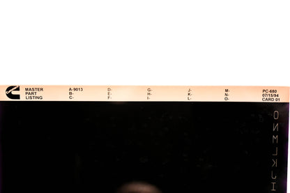 Cummins YN005-138 1994 PC-680 Card 01 Master Parts Listing Microfiche NOS