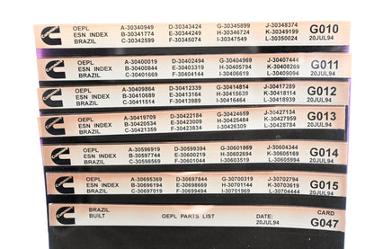 Cummins G010, G015, G047 1994 Brazil OEPL Parts List & ESN Index Lot Of 7 Microfiche NOS