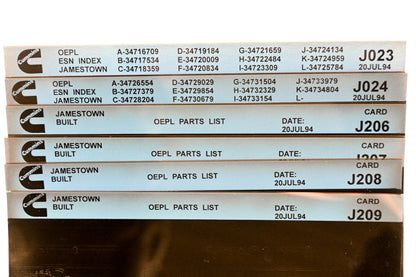 Cummins J023, J206, J209 1994 Jamestown OEPL Parts List & ESN Index Lot Of 6 Microfiche NOS
