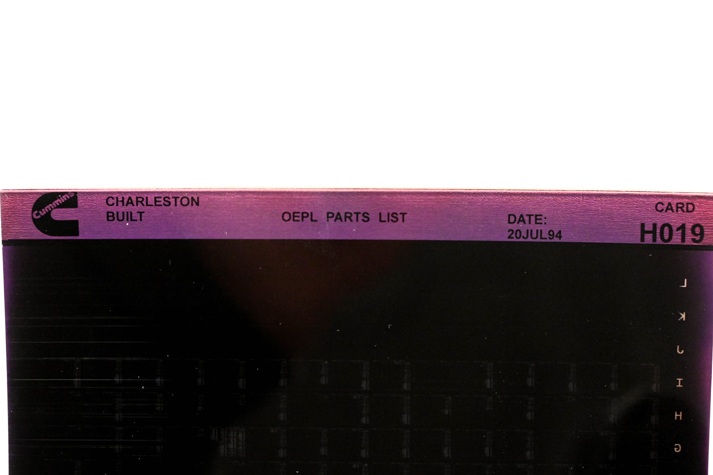 Cummins H019 1994 Charleston OEPL Parts List Microfiche NOS
