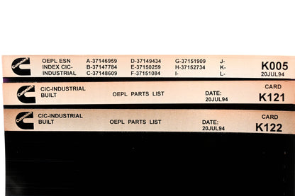 Cummins K005, K121, K122 1994 CIC Industrial OEPL Parts List & ESN Index Lot Of 3 Microfiche NOS