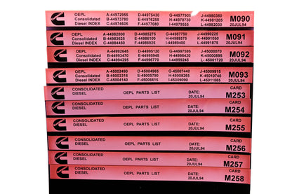 Cummins M090, M253, M258 1994 Consolidated Diesel OEPL Parts List & ESN Index Lot Of 10 Microfiche NOS