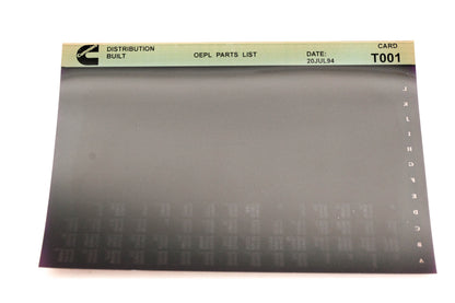 Cummins T001 1994 Distribution Built OEPL Parts List Microfiche NOS