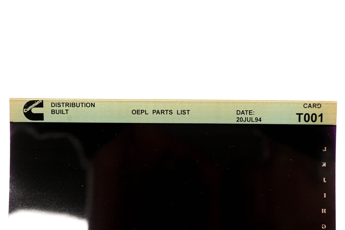 Cummins T001 1994 Distribution Built OEPL Parts List Microfiche NOS