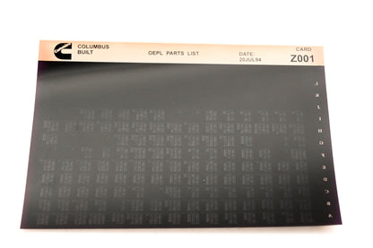 Cummins Z001 1994 Columbus OEPL Parts List Microfiche NOS