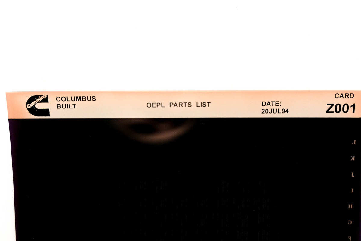 Cummins Z001 1994 Columbus OEPL Parts List Microfiche NOS