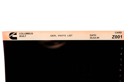Cummins Z001 1994 Columbus OEPL Parts List Microfiche NOS