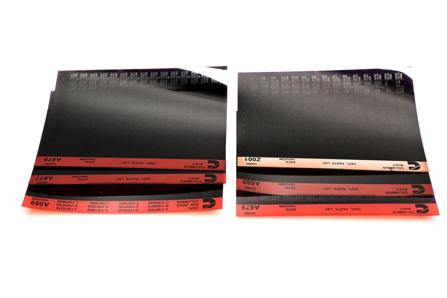 Cummins A069, A677, Z001 1996 Columbus OEPL Parts List & ESN Index Lot Of 6 Microfiche NOS