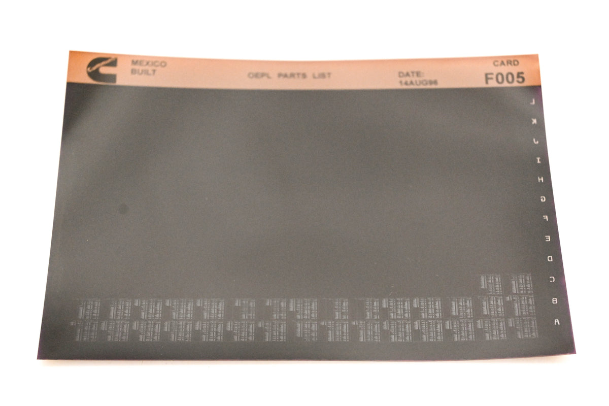 Cummins F005 1996 Mexico OEPL Parts List Microfiche NOS