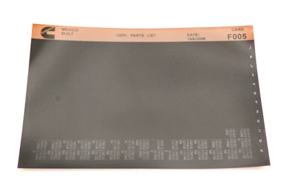 Cummins F005 1996 Mexico OEPL Parts List Microfiche NOS