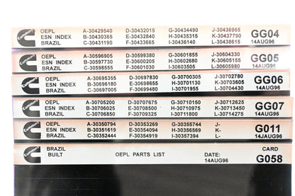 Cummins GG04, G011, G058 1996 Brazil OEPL Parts List & ESN Index Lot Of 6 Microfiche NOS