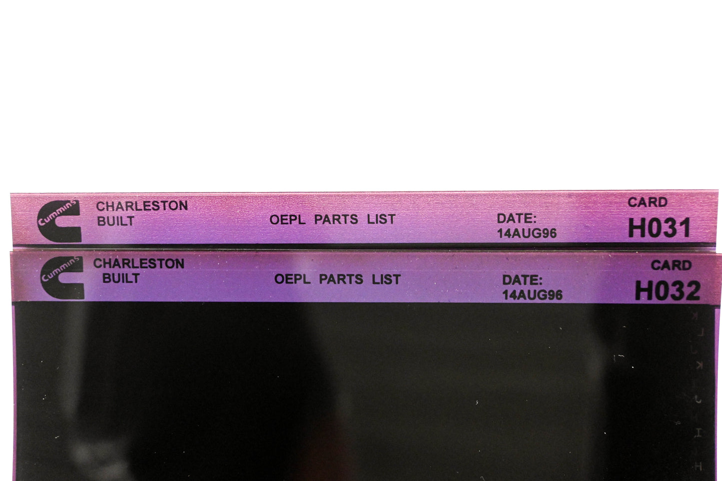 Cummins H031, H032 1996 Charleston OEPL Parts List Lot of 2 Microfiche NOS