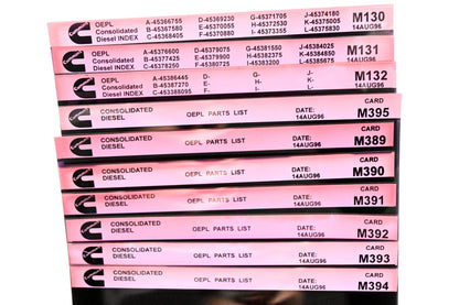 Cummins M130, M395, M389 1996 Consolidated Diesel OEPL Parts List & ESN Index Lot Of 10 Microfiche NOS