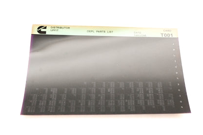Cummins T001 1996 Distributor Upfit OEPL Parts List Microfiche NOS