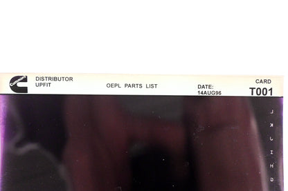 Cummins T001 1996 Distributor Upfit OEPL Parts List Microfiche NOS