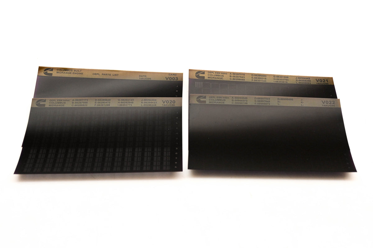 Cummins V003, V020, V022 1996 Columbus Midrange OEPL Parts List & ESN Index Lot Of 4 Microfiche NOS