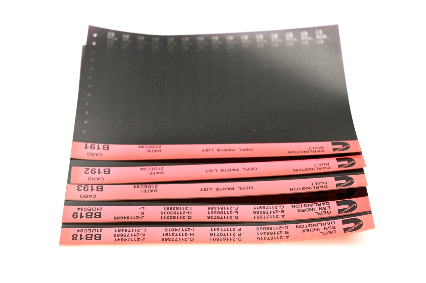Cummins BB18, B191, B193 1994 Darlington OEPL Parts List & ESN Index Lot Of 5 Microfiche NOS