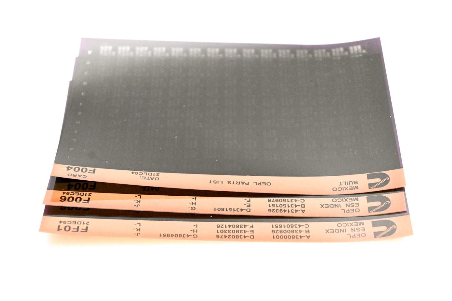 Cummins F004, F006, FF01 1994 Mexico OEPL Parts List & ESN index Lot Of 3 Microfiche NOS
