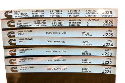 Cummins J025, J221, J225 1994 Jamestown OEPL Parts List & ESN Index Lot Of 7 Microfiche NOS