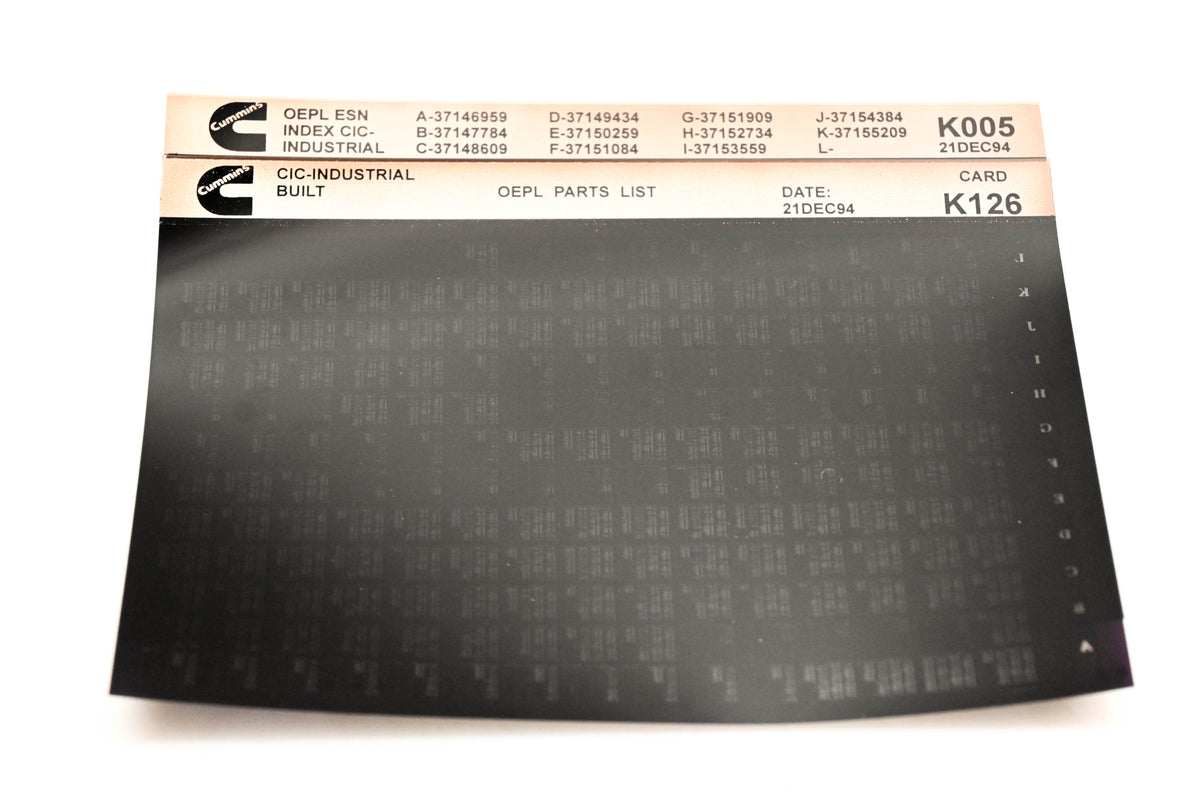 Cummins K005, K126 1994 CIC Industrial OEPL Parts List & ESN Index Lot of 2 Microfiche NOS