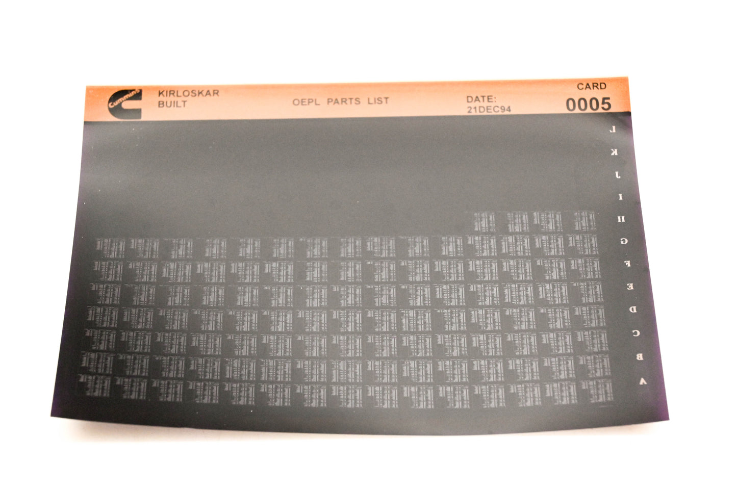 Cummins 0005 1994 Kirloskar OEPL Parts List Microfiche NOS