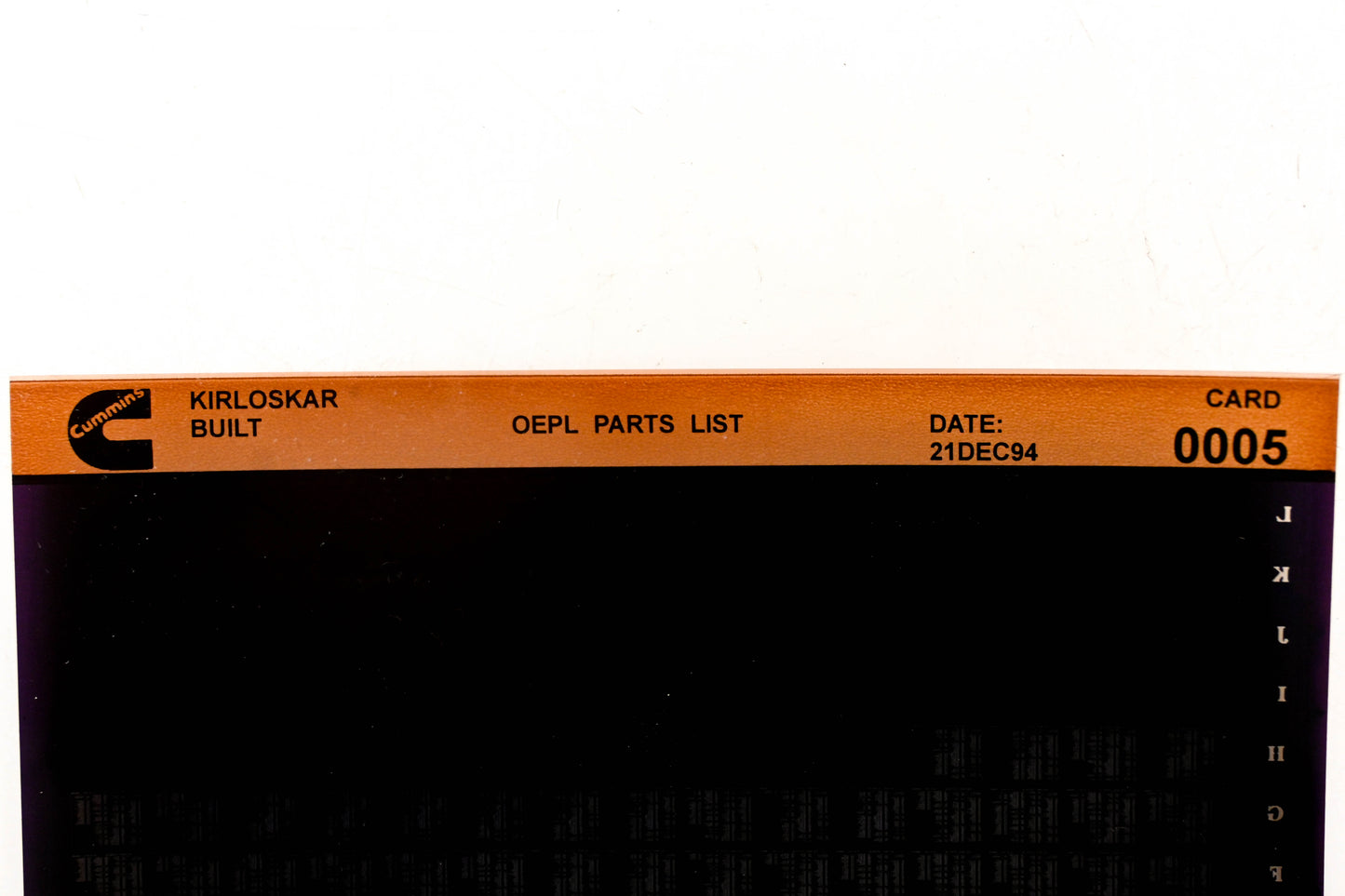Cummins 0005 1994 Kirloskar OEPL Parts List Microfiche NOS