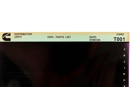 Cummins T001 1994 Distributor Upfit OEPL Parts List Microfiche NOS