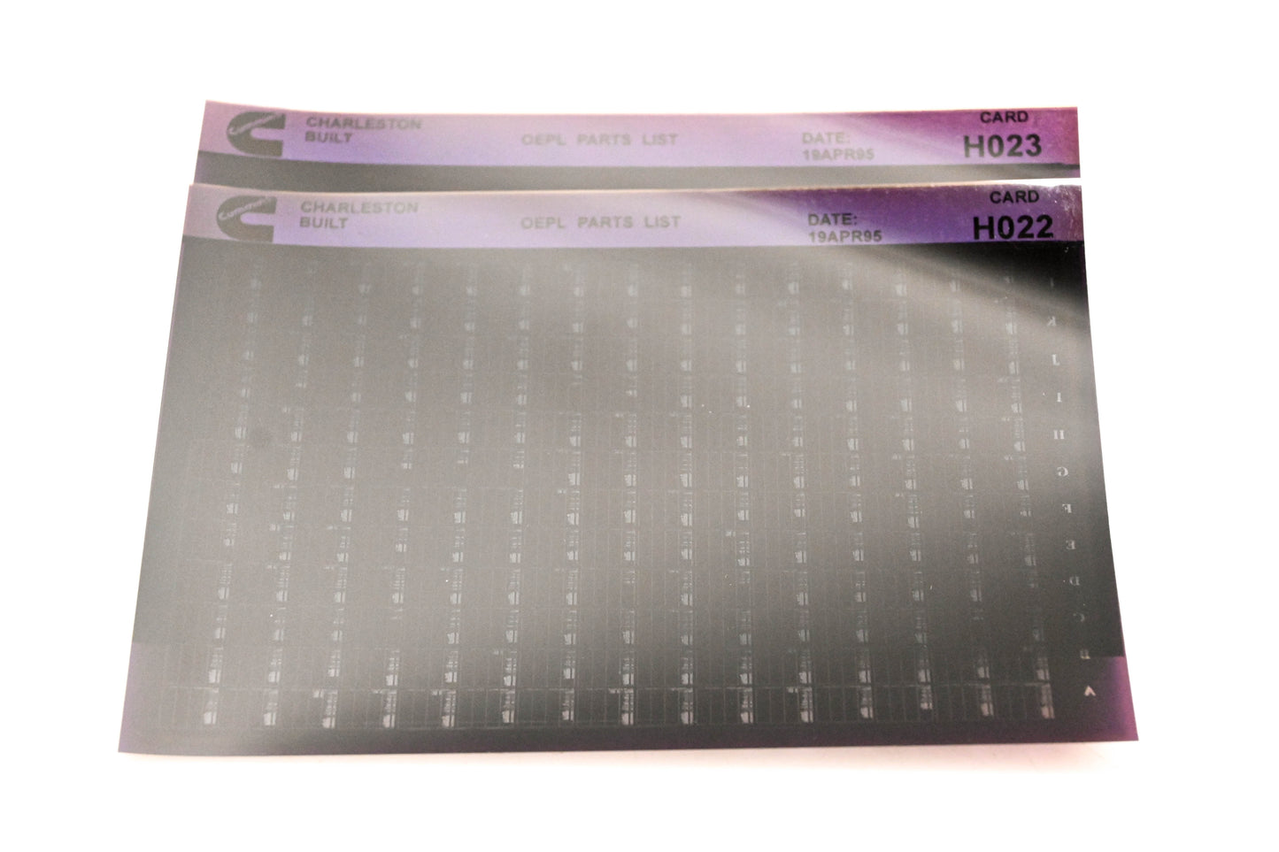 Cummins H022, H023 1995 Charleston OEPL Parts List Lot of 2 Microfiche NOS