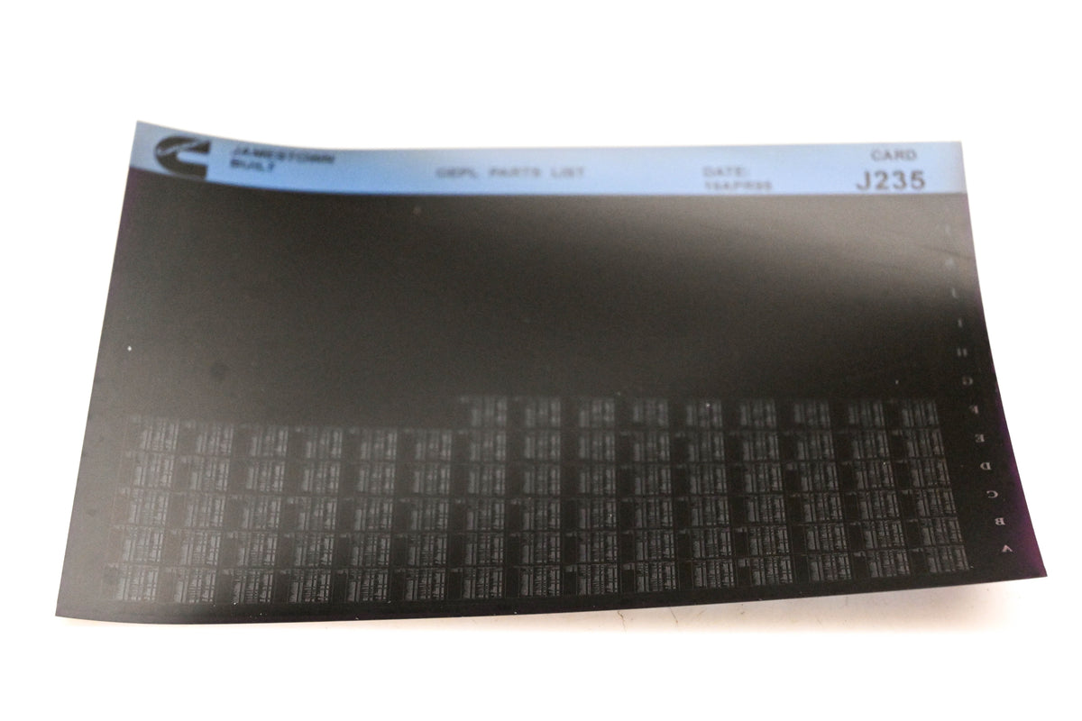 Cummins J235 1995 Jamestown OEPL Parts List Microfiche NOS