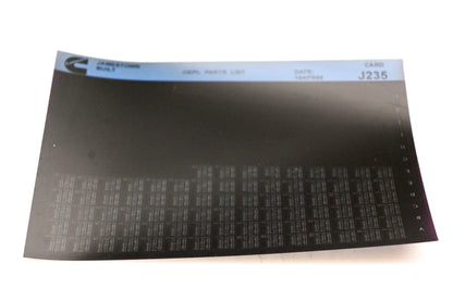 Cummins J235 1995 Jamestown OEPL Parts List Microfiche NOS