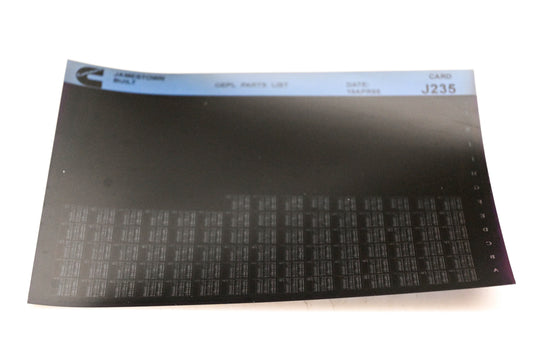 Cummins J235 1995 Jamestown OEPL Parts List Microfiche NOS