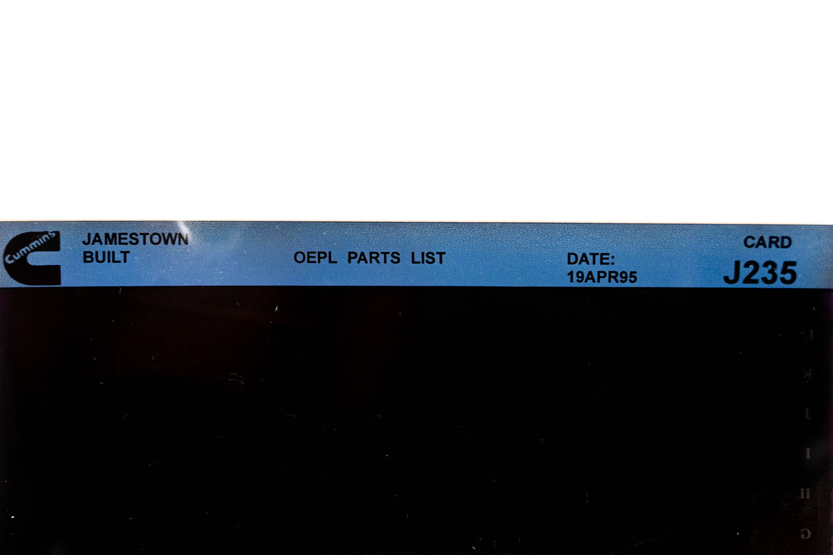Cummins J235 1995 Jamestown OEPL Parts List Microfiche NOS