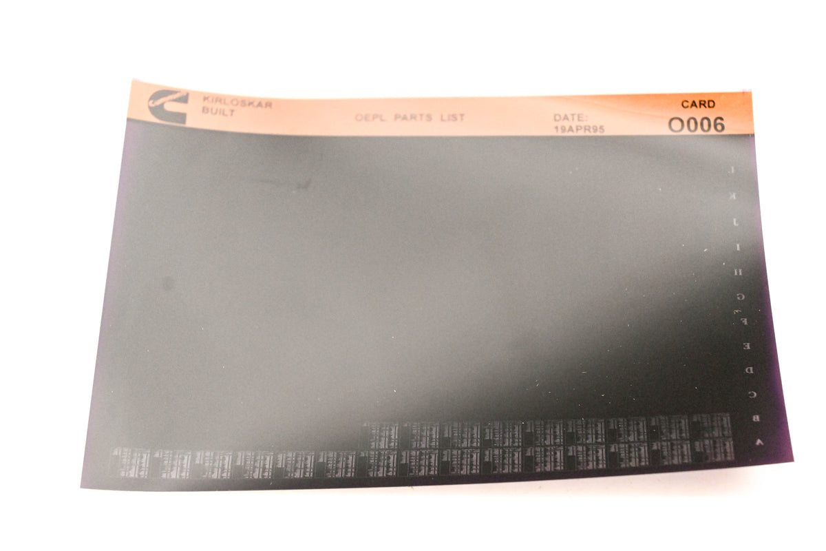 Cummins O006 1995 Kirloskar OEPL Parts List Microfiche NOS