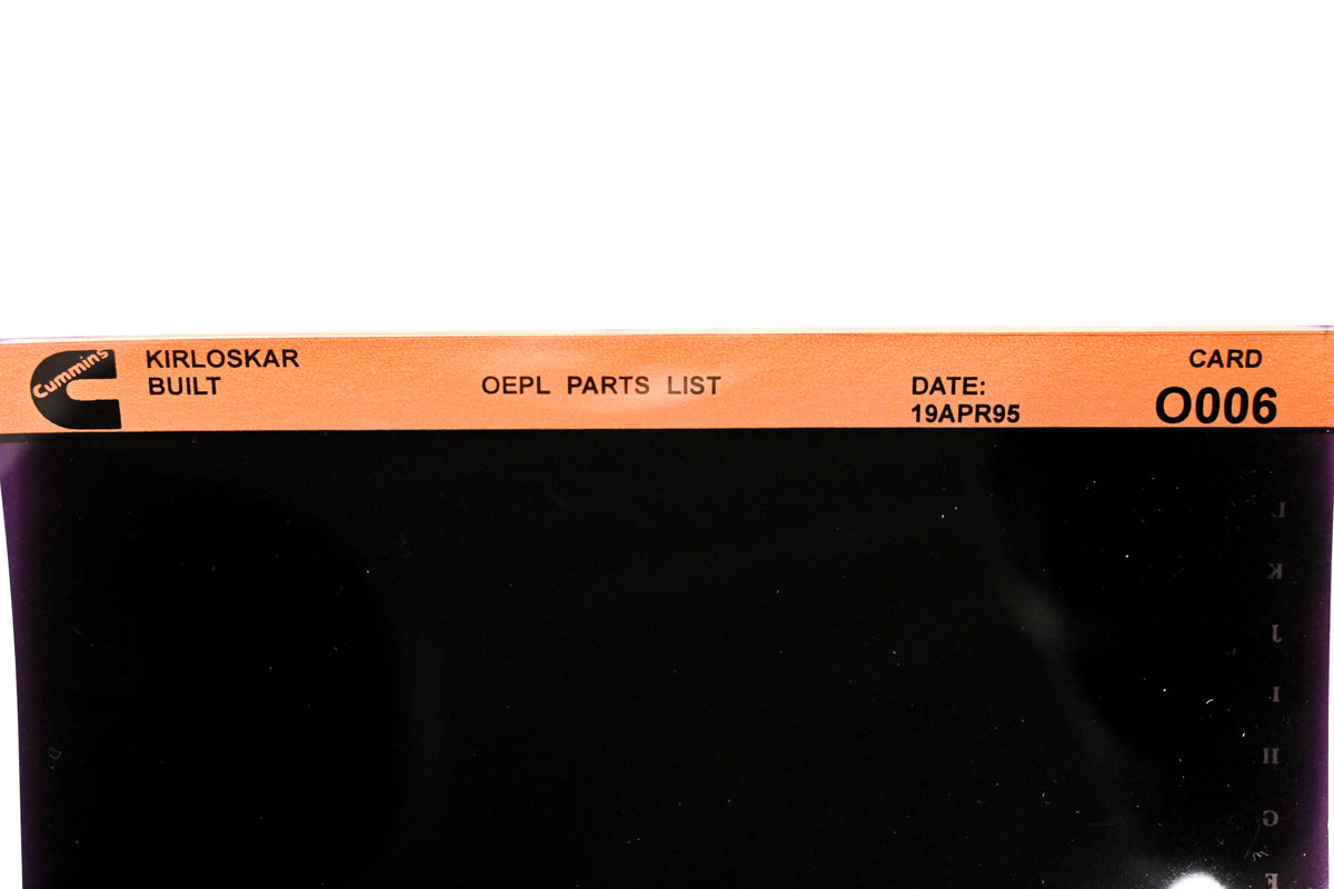 Cummins O006 1995 Kirloskar OEPL Parts List Microfiche NOS