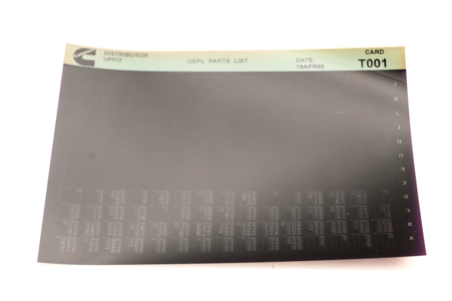 Cummins T001 1995 Distributor Upfit OEPL Parts List Microfiche NOS
