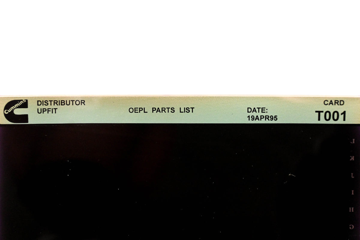 Cummins T001 1995 Distributor Upfit OEPL Parts List Microfiche NOS