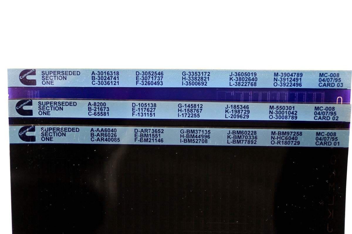 Cummins YR009-69 1995 MC-008 Superseded Section One Lot Of 3 Microfiche NOS