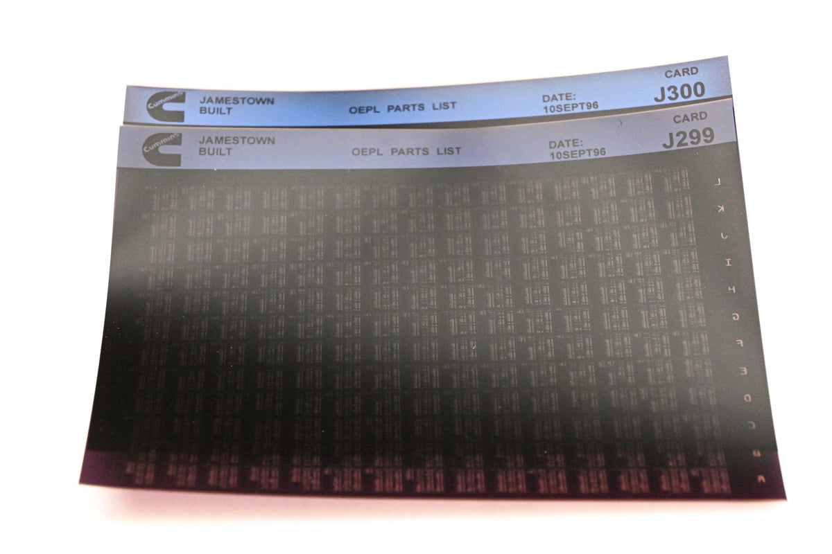 Cummins J299, J300 1996 Jamestown OEPL Parts List Lot of 2 Microfiche NOS