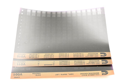 Cummins V001, V010, V011 1994 Columbus Midrange OEPL Parts List & ESN Index Lot Of 3 Microfiche NOS