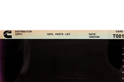 Cummins T001 1994 Distributor Upfit OEPL Parts List Microfiche NOS