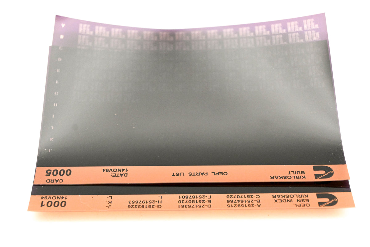 Cummins 0001, 0005 1994 Kirloskar OEPL Parts List & ESN Index Lot of 2 Microfiche NOS