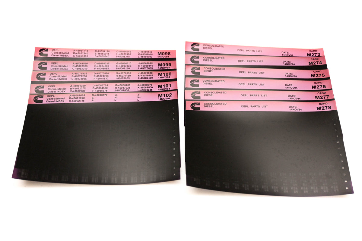 Cummins M098, M273, M278 1994 Consolidated Diesel OEPL Parts List & ESN Index Lot Of 11 Microfiche NOS