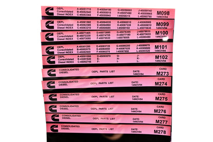 Cummins M098, M273, M278 1994 Consolidated Diesel OEPL Parts List & ESN Index Lot Of 11 Microfiche NOS