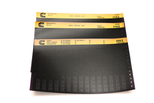 Cummins I003, I102, I103 1994 Daventry OEPL Parts List & ESN Index Lot Of 3 Microfiche NOS
