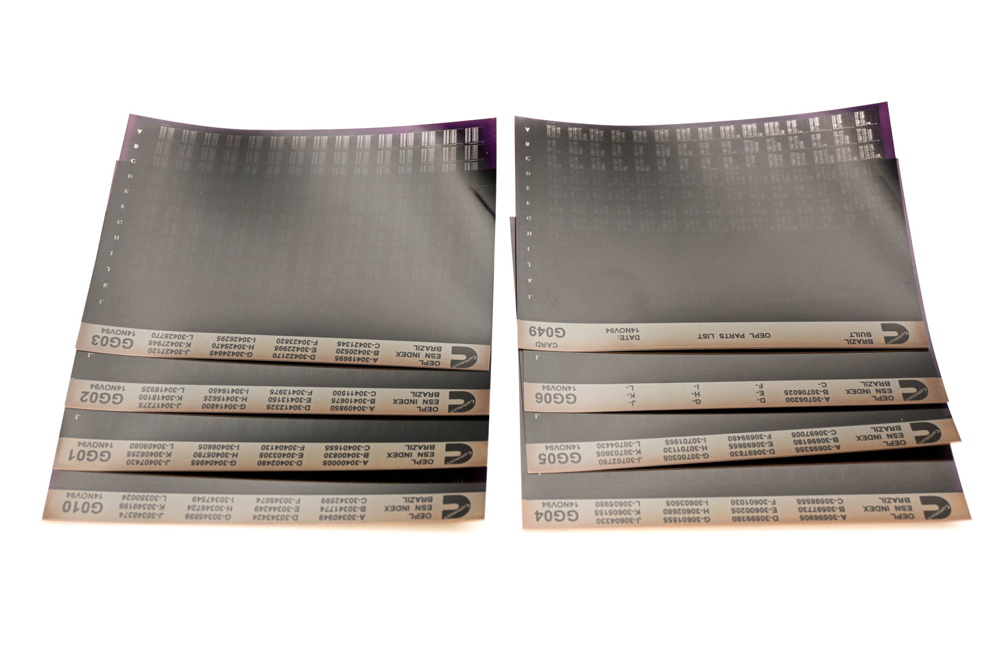 Cummins G010, GG01, G049 1994 Brazil OEPL Parts List & ESN Index Lot Of 8 Microfiche NOS