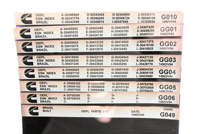 Cummins G010, GG01, G049 1994 Brazil OEPL Parts List & ESN Index Lot Of 8 Microfiche NOS