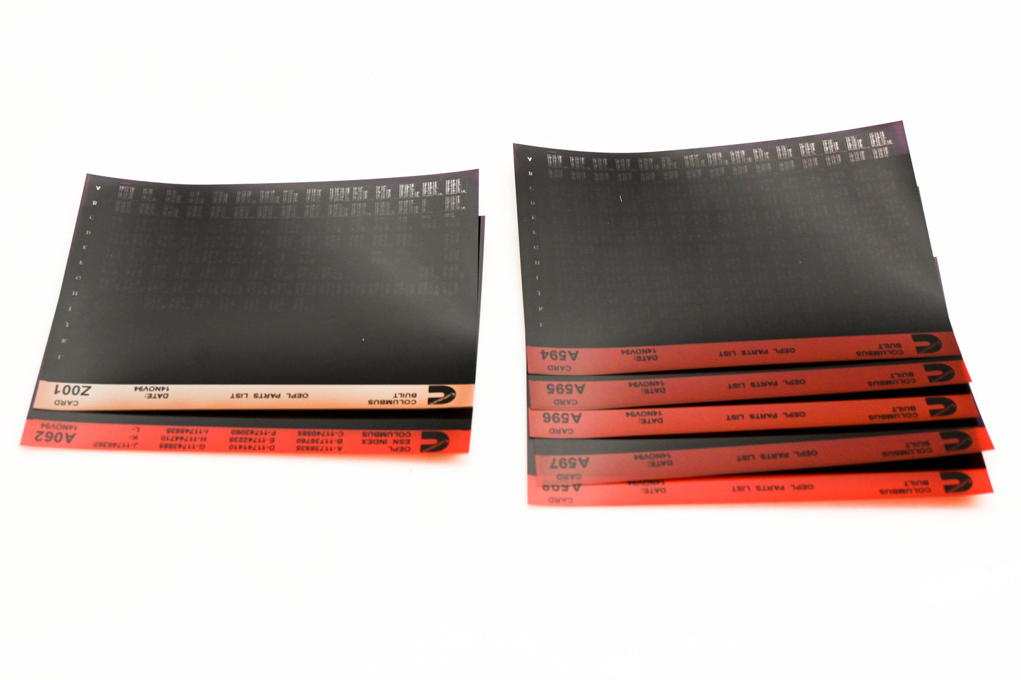 Cummins A062, A598, Z001 1994 Columbus OEPL Parts List & ESN Index Lot Of 7 Microfiche NOS