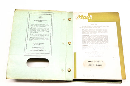 Mack 2385 1956 Model B-421S Parts List Manual